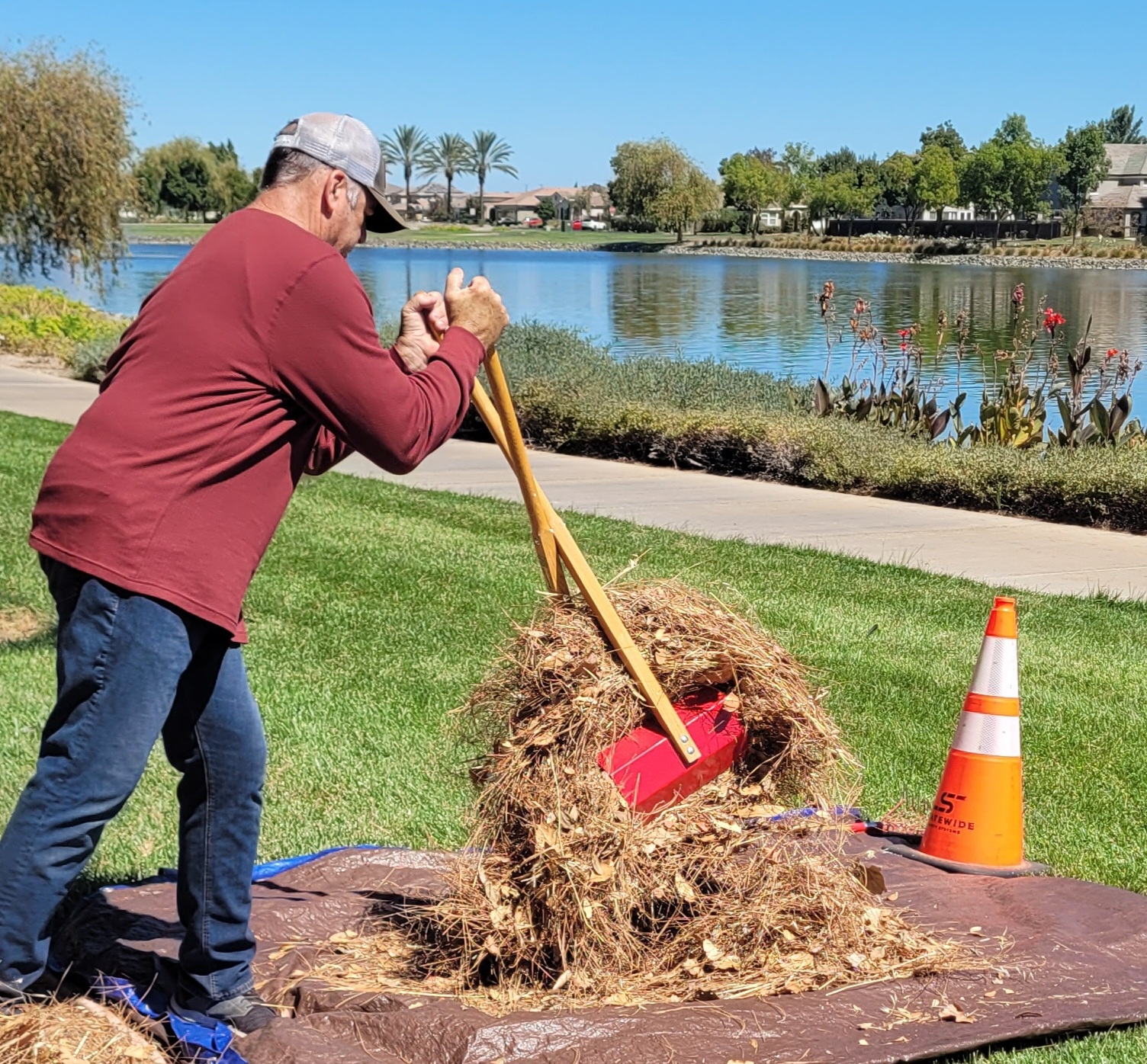 Beginning to lift a clump of yard debris with the TerraBOSS